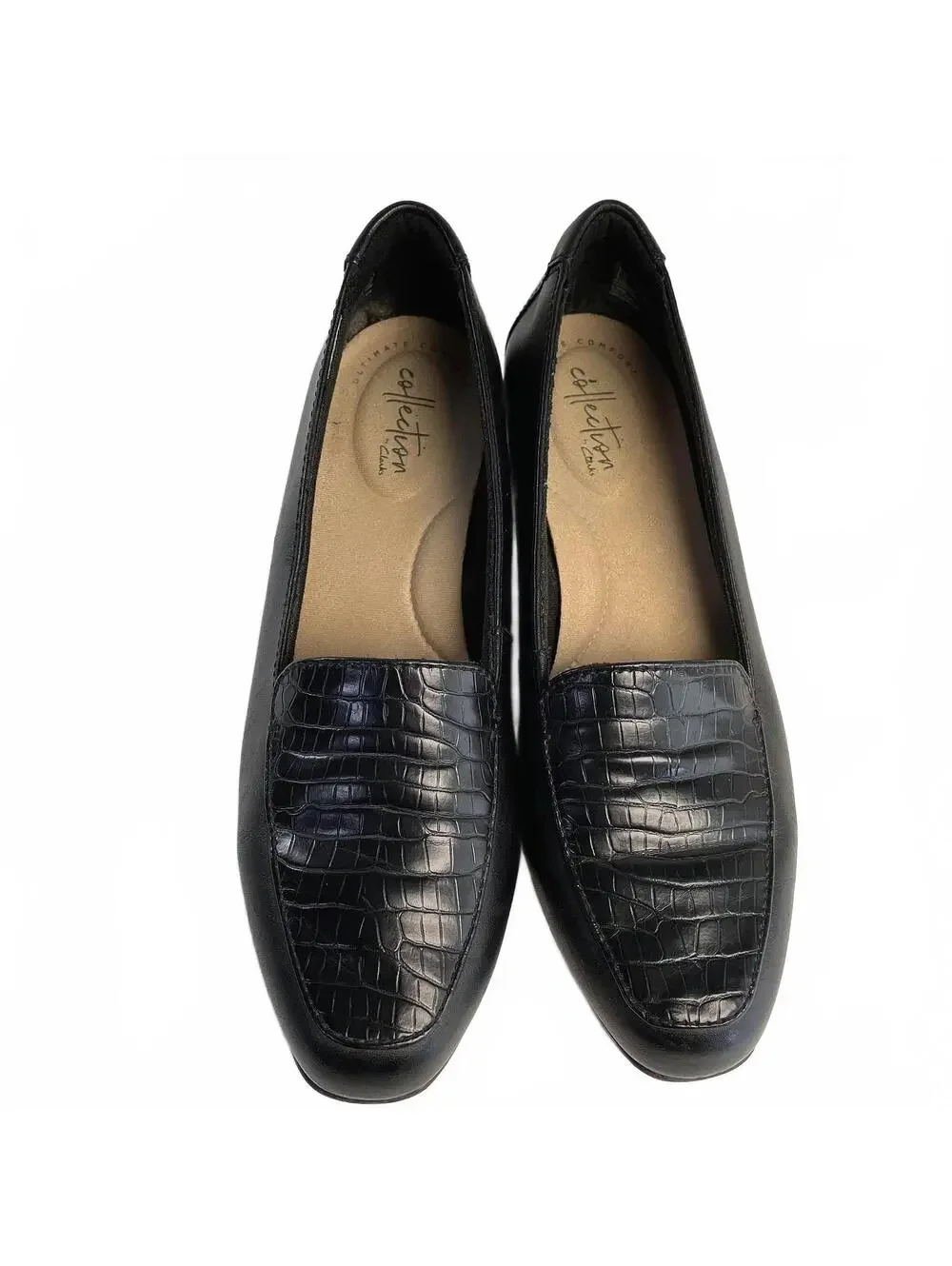 Clarks Comfort Collection Preppy Black Patent Leather Loafers Size 7.5 Office